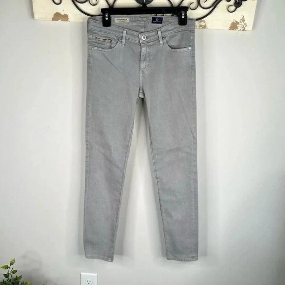 AG Adriano Goldschmied Gray Denim Stevie Ankle Zip Slim Straight Leg Jeans 27R - Picture 2 of 15